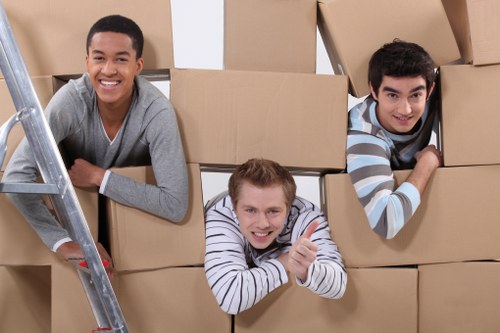 Packed moving boxes ready for local removals in Southnorwood